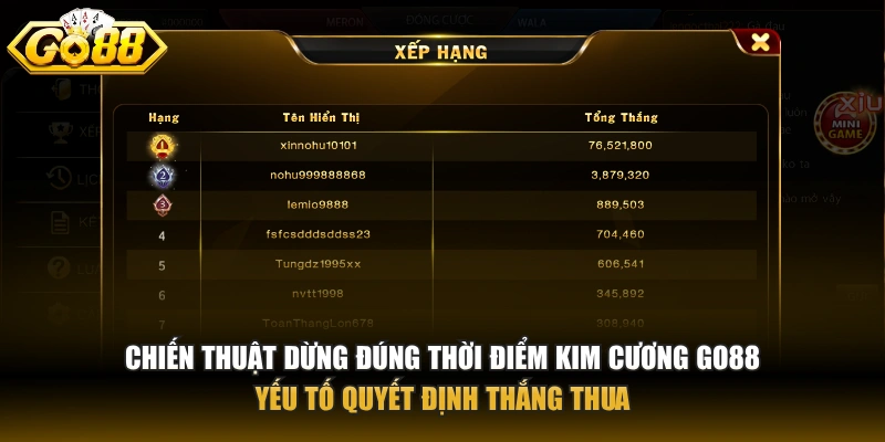 Kim Cương – Tựa mini game chiến thuật hấp dẫn tại GO88 Chiến thuật dừng đúng thời điểm Kim Cương GO88 yếu tố quyết định thắng thua