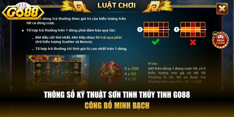 Sơn Tinh Thủy Tinh – Tựa slots huyền thoại Việt Nam tại GO88 Thông số kỹ thuật Sơn Tinh Thủy Tinh GO88 công bố minh bạch